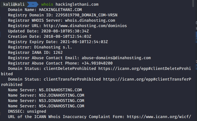 Infrastructure Hacking: WHOIS Protocol » Hacking Lethani